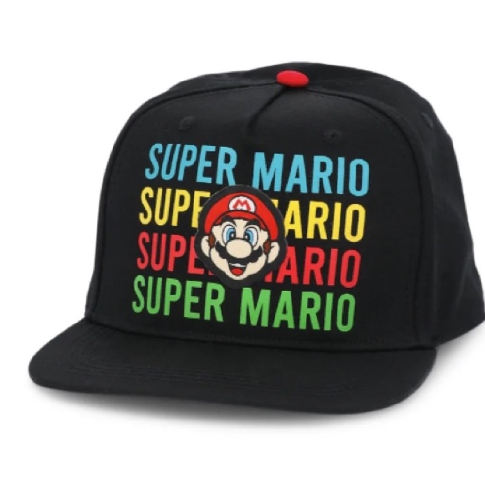 💕 $8 Bundled NWT Nintendo Super Mario Black Hat with Multicolor Text